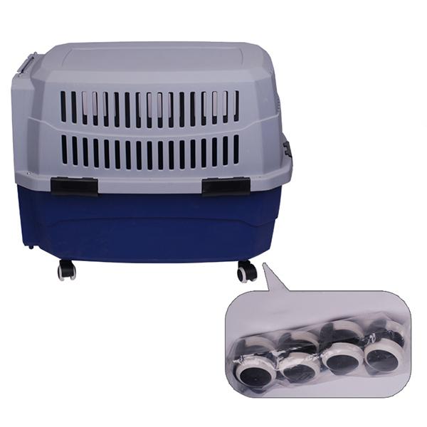 Bicolor pet transport carrier with universal wheels