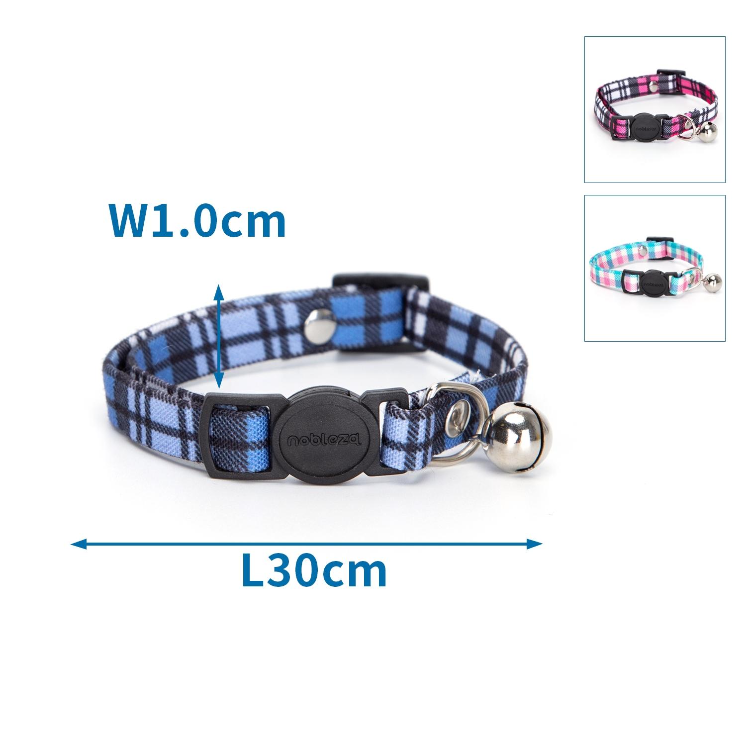 CAT COLLAR W1.0*L30CM PINK&BLUE/BLACK&RED/BLACK&BLUE