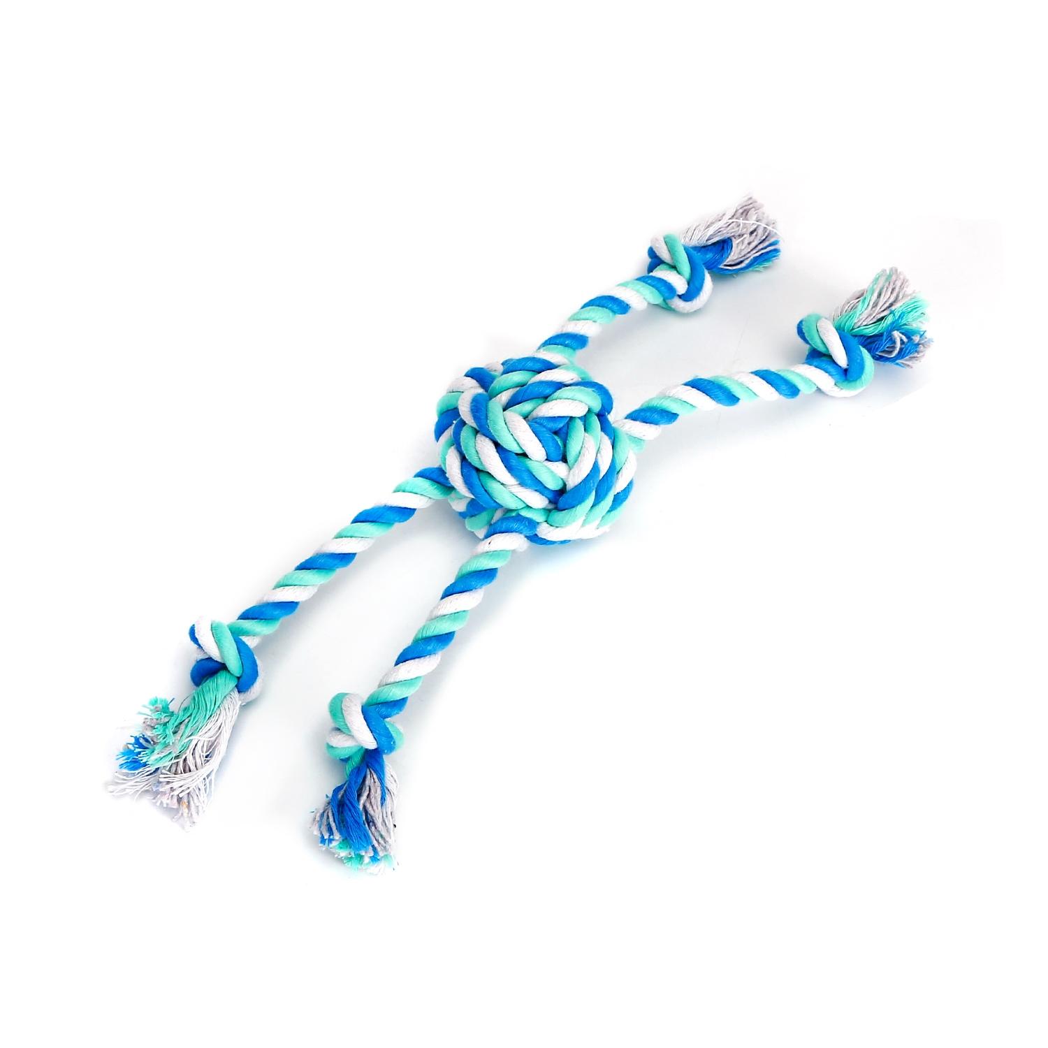 Cotton rope dog toy with ball