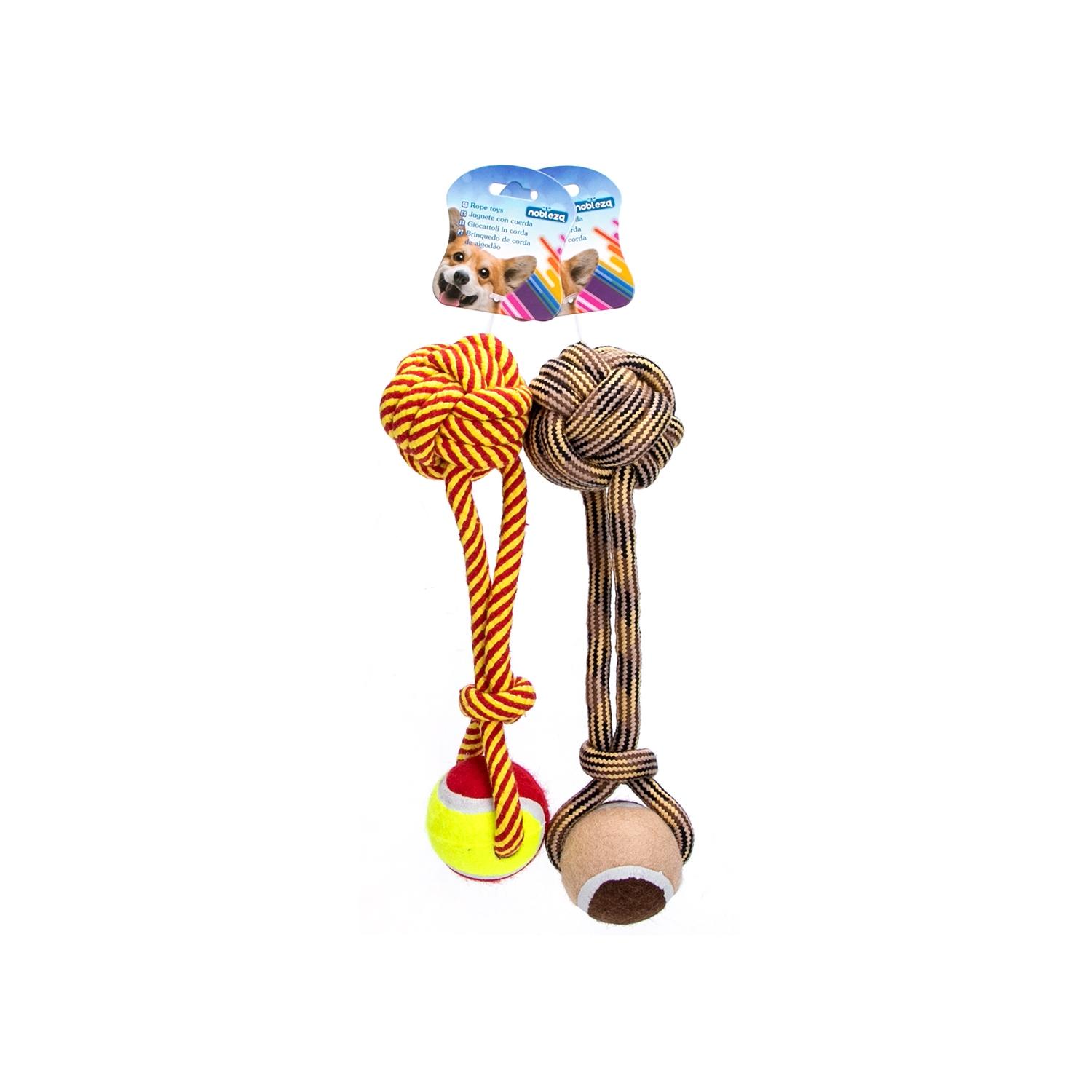 Cotton rope dog toy with ball and TPR ball