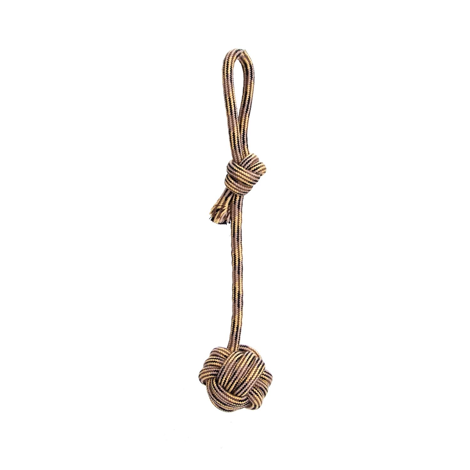 Cotton rope dog toy with ball and handle