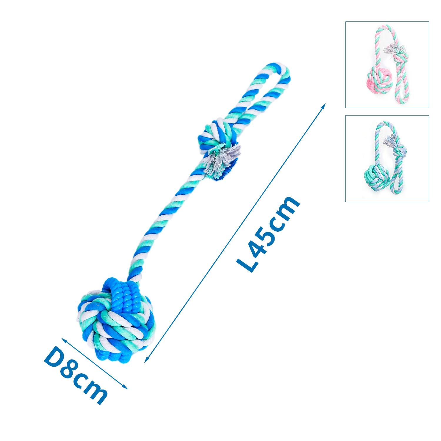 Zabawka z bawełnianego sznura z piłką i uchwytem dla psa