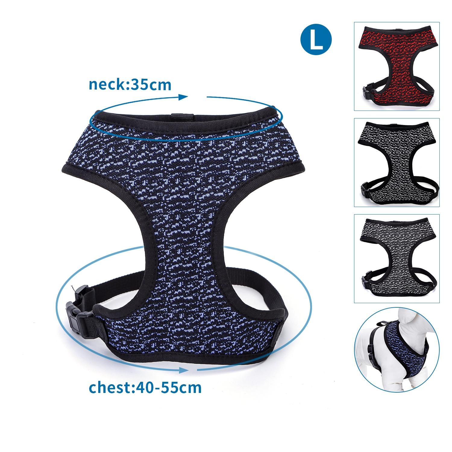 VEST HARNESS KNITTING L（NECK: 35CM CHEST:40-55CM） BLACK&RED/BLACK&BLUE/BLACK&WHITE/BLACK&GREY