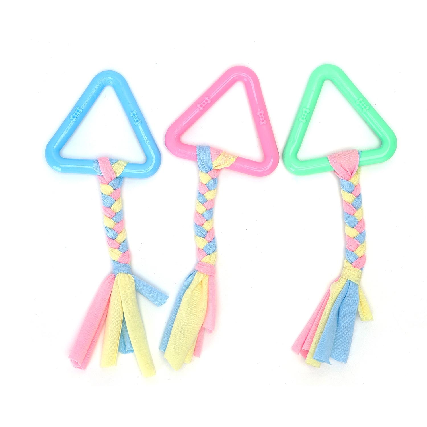 Cotton rope dog toys with TPR triangle