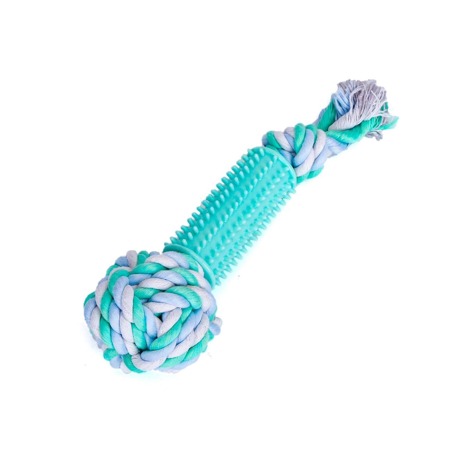 Cotton rope dog toy with ball and TPR