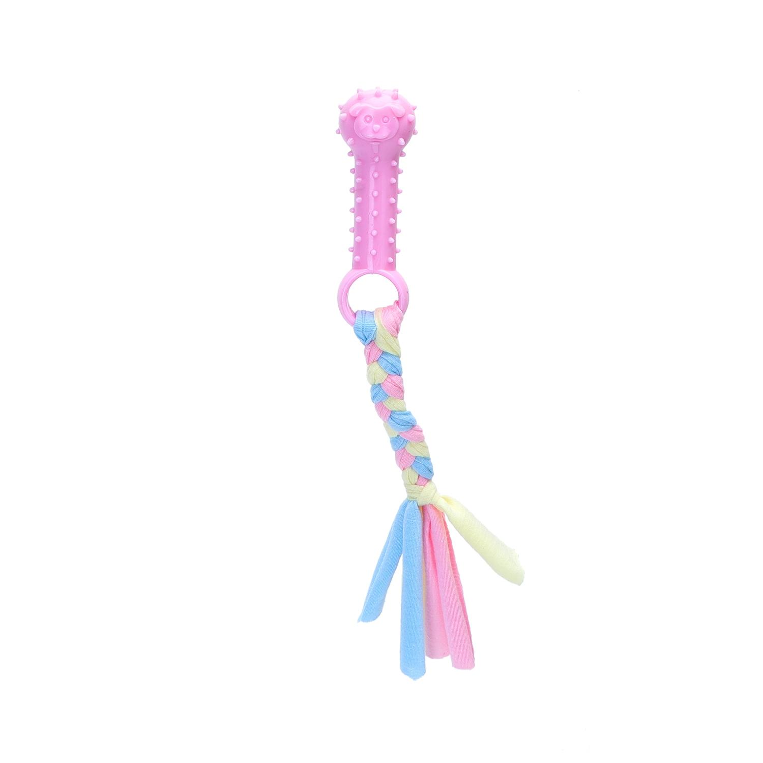 Cotton rope dog toy with TPR bone