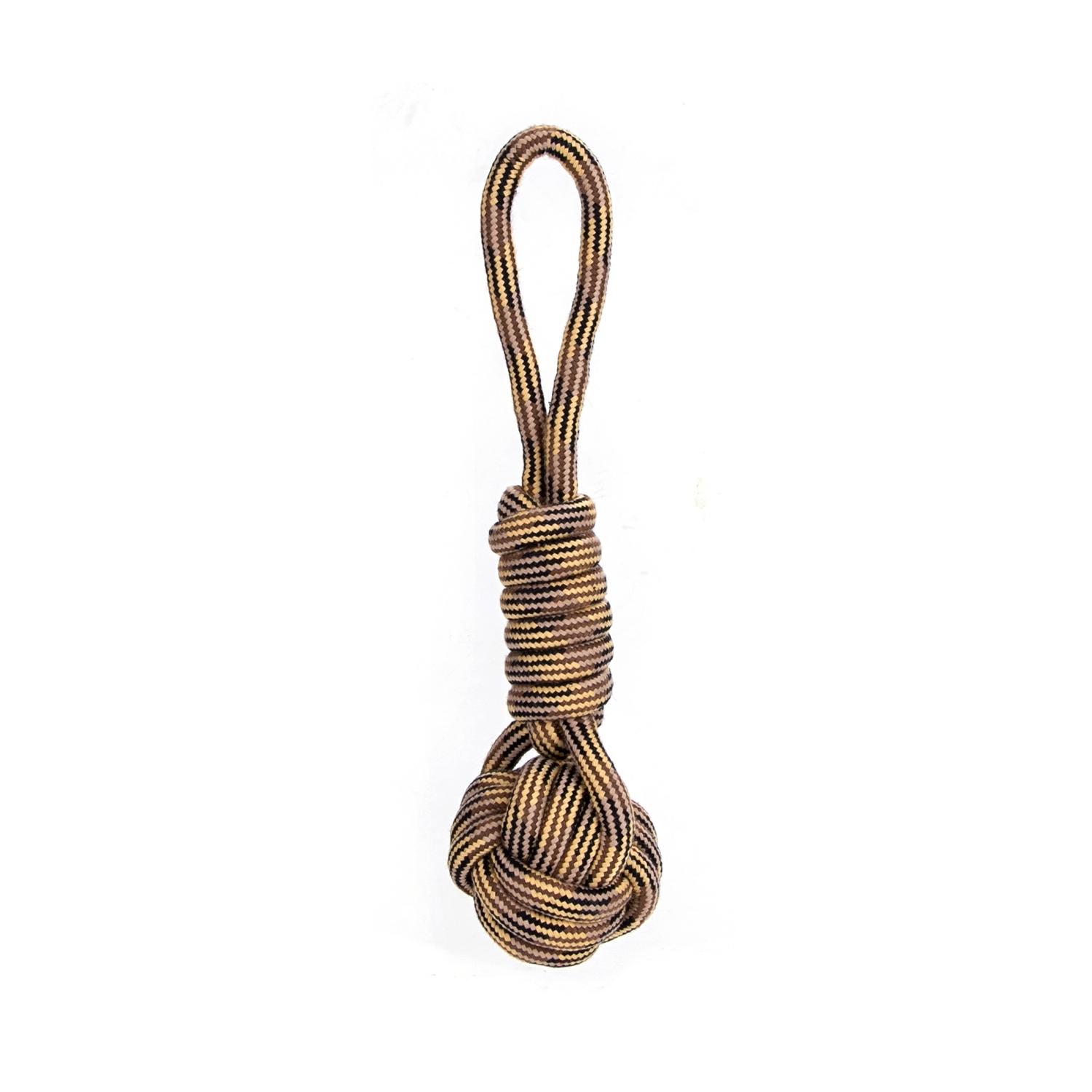 Cotton rope dog toy with ball and handle