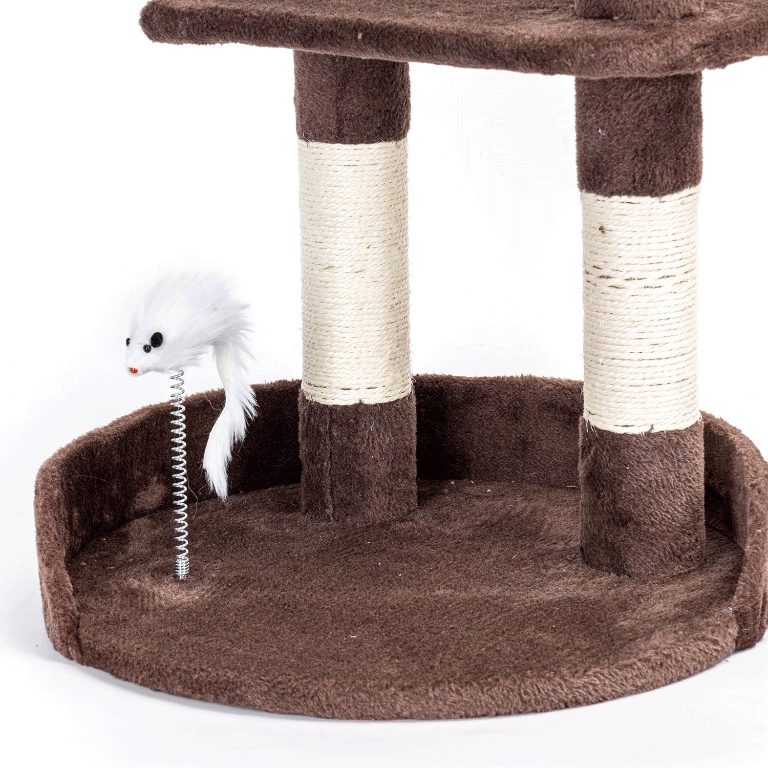 Cat paw-shaped double-layer cat tree with toy