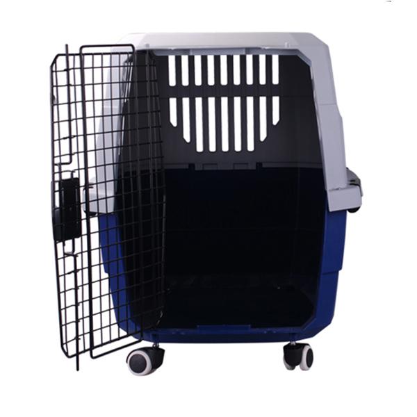 Bicolor pet transport carrier with universal wheels