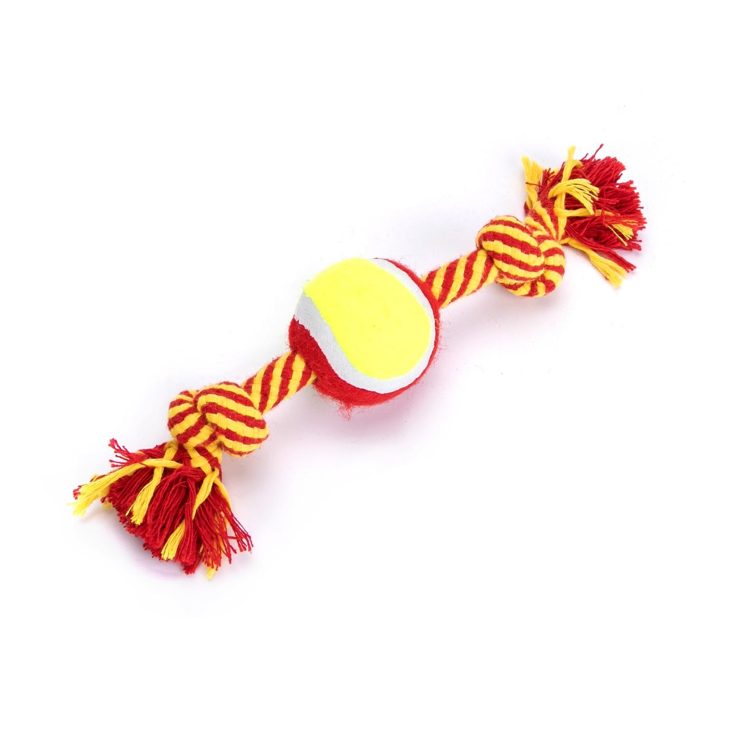 Cotton rope dog toy with TPR ball