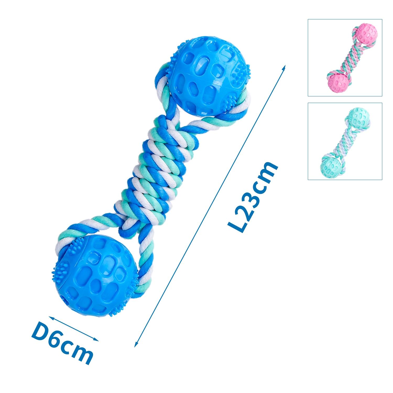 Zabawka z bawełnianego sznura z podwójną piłką z TPR dla psa